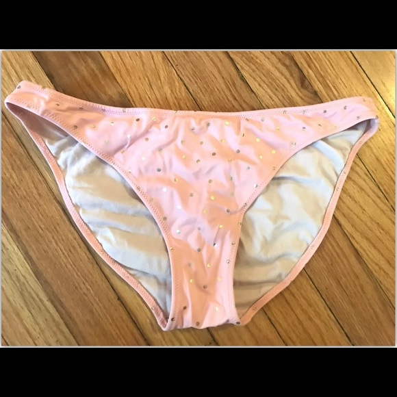 Victoria Secret Peach Gold Polka Dot Tube Bandeau Peekaboo Heart Bikini Swimsuit - Picture 5 of 10